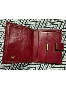 Vintage Rolex Red Leather Wallet 0060.02.34  With Gold-Tone Hardware Multi-Card